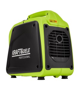 Ukośny widok z tyłu na generator inwertorowy KD680 z logiem producenta
