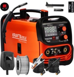 KRAFT&DELE KD1875 Inverterschweißgerät 250A MIG/MMA/LIFT TIG - Hauptfoto mit Zubehör