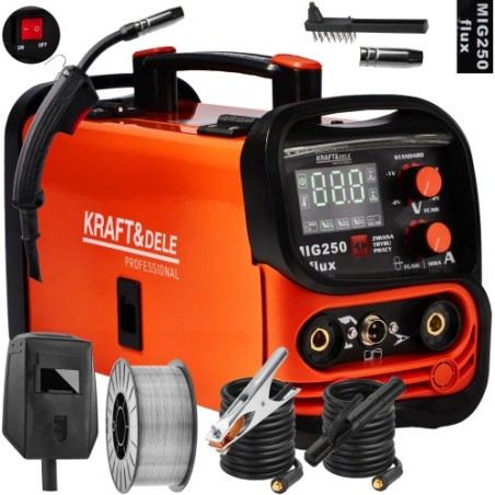 Spawarka inwertorowa KRAFT&DELE KD1875 250A MIG/MMA/LIFT TIG - zdjęcie główne z akcesoriami