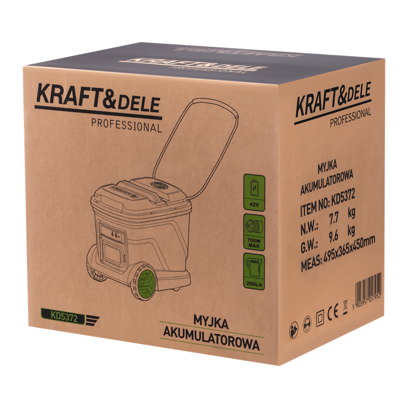 Akumuliatorinis ploviklis su 20L talpa 700W 42V Kraft&Dele KD5372 Akumuliatorinis ploviklis su 20L talpa 700W 42V Kraft&Dele KD5372