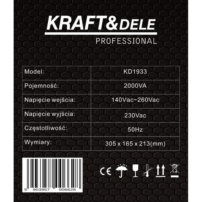 Įtampos stabilizatorius AVR 2000VA 230V KRAFT&DELE KD1933 Įtampos stabilizatorius AVR 2000VA 230V KRAFT&DELE KD1933