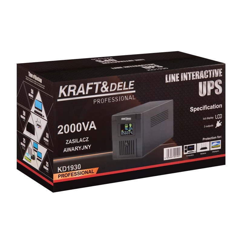 Nenutrūkstamo maitinimo šaltinis UPS 2000VA 1200W LCD KRAFT&DELE KD1930
