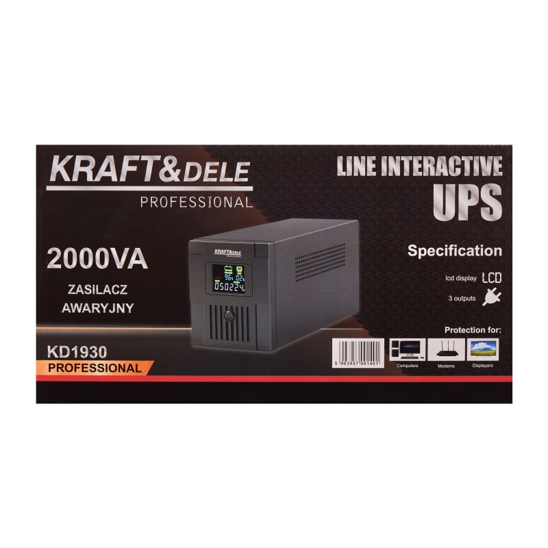 Zasilacz awaryjny UPS 2000VA 1200W LCD KRAFT&DELE KD1930