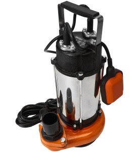 Wasserpumpe KD768 mit Schwimmerschalter und Kabel, schräge Draufsicht