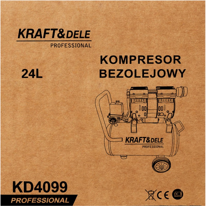 Olajmentes kompresszor 24L 1200W KRAFT&DELE KD4099