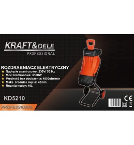Opakowanie rozdrabniacza elektrycznego KD5210 z nadrukowaną specyfikacją techniczną