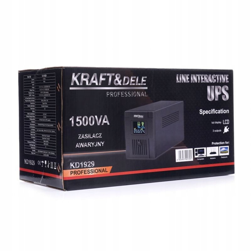 KRAFT&DELE KD1929 1500VA LCD szünetmentes tápegység (UPS) KRAFT&DELE KD1929 1500VA LCD szünetmentes tápegység (UPS)