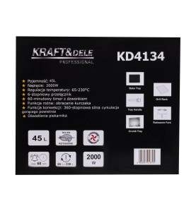 Specyfikacja techniczna na opakowaniu kuchenki elektrycznej KD4134