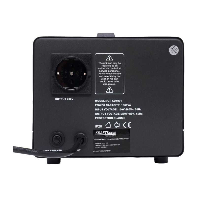 Stabilizator napięcia AVR 1000VA 230V KRAFT&DELE KD1931