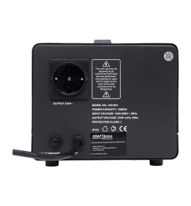 Panel tylny stabilizatora AVR 1000VA KD1931 ze specyfikacją techniczną