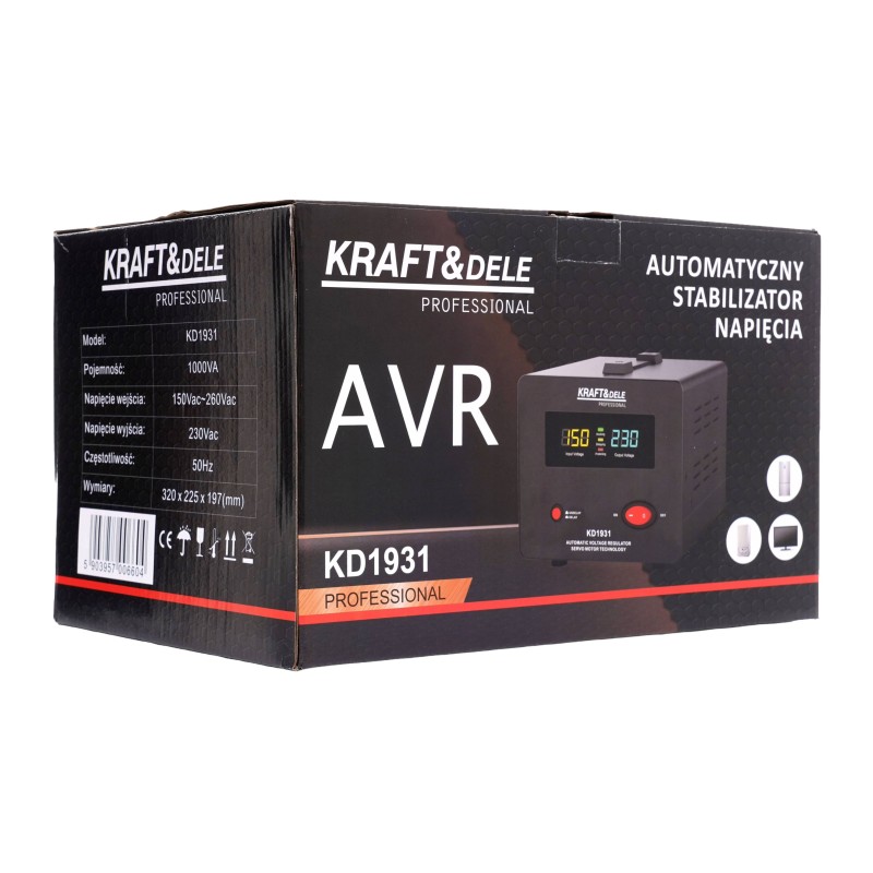 Įtampos stabilizatorius AVR 1000VA 230V KRAFT&DELE KD1931 Įtampos stabilizatorius AVR 1000VA 230V KRAFT&DELE KD1931