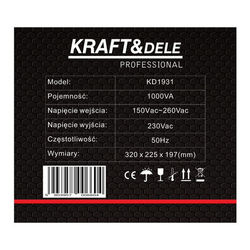Įtampos stabilizatorius AVR 1000VA 230V KRAFT&DELE KD1931 Įtampos stabilizatorius AVR 1000VA 230V KRAFT&DELE KD1931