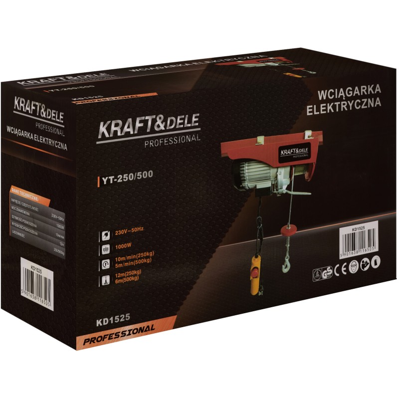 KRAFT&DELE KD1525 elektromos köteles csörlő 250/500kg