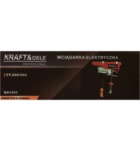 Bok pudełka wyciągarki elektrycznej KD1525 z oznaczeniem modelu