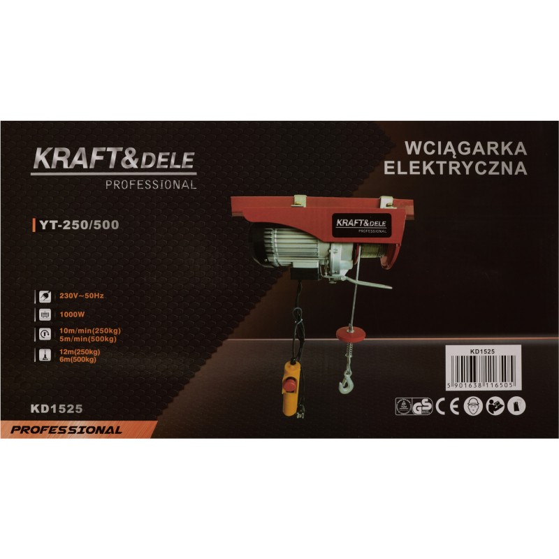 Elektrische Seilwinde 250/500kg KRAFT&DELE KD1525 Elektrische Seilwinde 250/500kg KRAFT&DELE KD1525