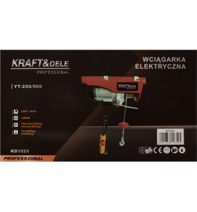 Vorderseite des Kartons vom Seilzug KD1525 mit technischen Daten