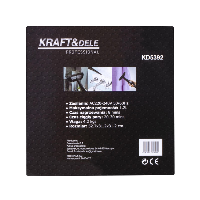 KRAFT&DELE 2100W 1,2L 230V gőztisztító KD5392 KRAFT&DELE 2100W 1,2L 230V gőztisztító KD5392