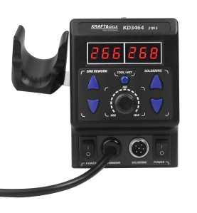 Frontblende der Lötstation KD3464 mit LED-Anzeigen und Drehknopf