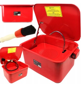 Werkstatt-Teilereiniger KD424 Set mit Zubehör aus verschiedenen Perspektiven