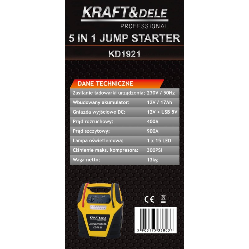 Jump starter 5 viename KRAFT&DELE KD1921 Jump starter 5 viename KRAFT&DELE KD1921