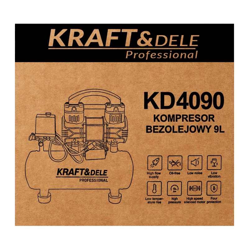 Olajmentes kompresszor 9L 1200W 220L/perc KRAFT&DELE KD4090 Olajmentes kompresszor 9L 1200W 220L/perc KRAFT&DELE KD4090