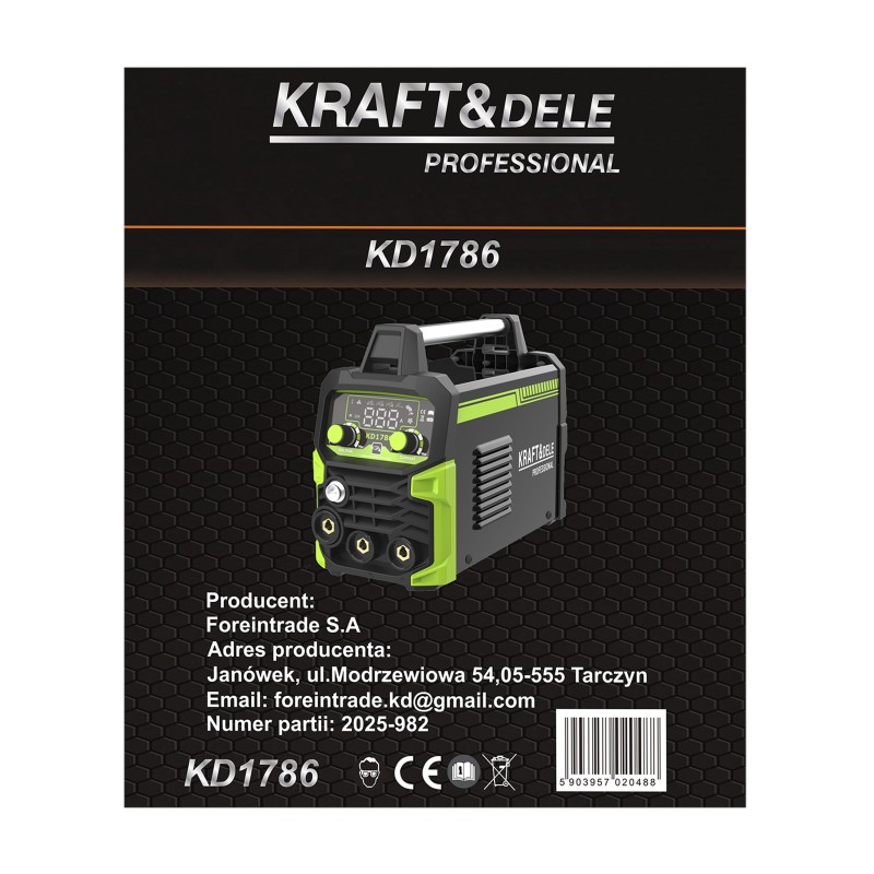 Inverteres hegesztőgép MIG / MMA / TIG LIFT 200A KRAFT&DELE KD1786
