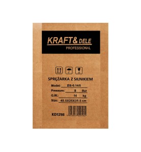 Boczna strona opakowania sprężarki KD1298 z informacjami o modelu i wadze