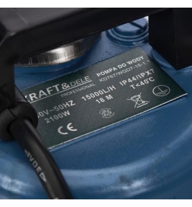 Nahaufnahme des Typenschilds der Kraft&Dele KD767 Pumpe mit technischen Parametern