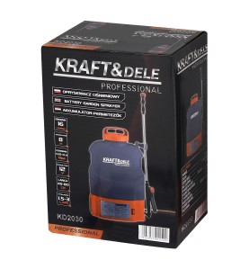 Kartonverpackung des Kraft&Dele Akku-Drucksprühgeräts KD2030