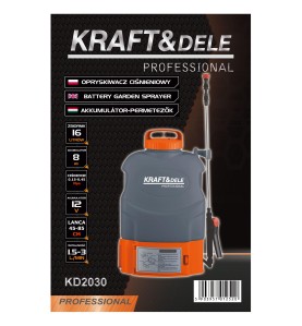 Verpackung des Sprühgeräts KD2030 mit aufgedruckten technischen Daten