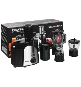 Sokowirówka 1500W KD4137 z akcesoriami ustawiona przed opakowaniem