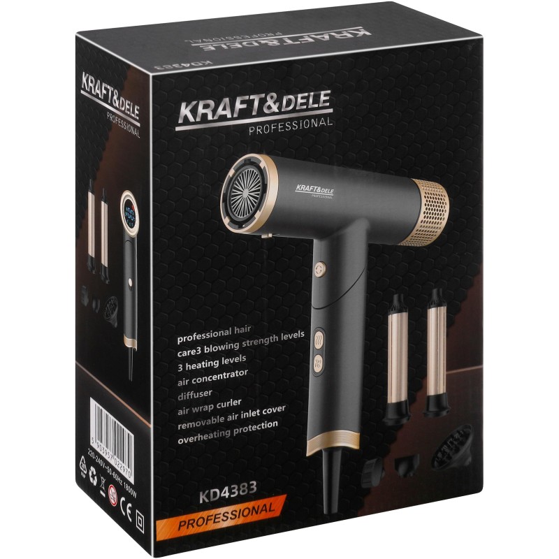 Haartrockner 1800W + Lockenaufsätze KRAFT&DELE KD4383