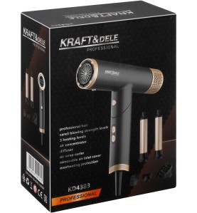 Verpackung des Haartrockners Kraft&Dele KD4383 mit Funktionsbeschreibung