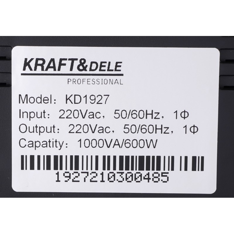 Nenutrūkstamo maitinimo šaltinis UPS 1000VA LED KRAFT&DELE KD1927 Nenutrūkstamo maitinimo šaltinis UPS 1000VA LED KRAFT&DELE KD1927