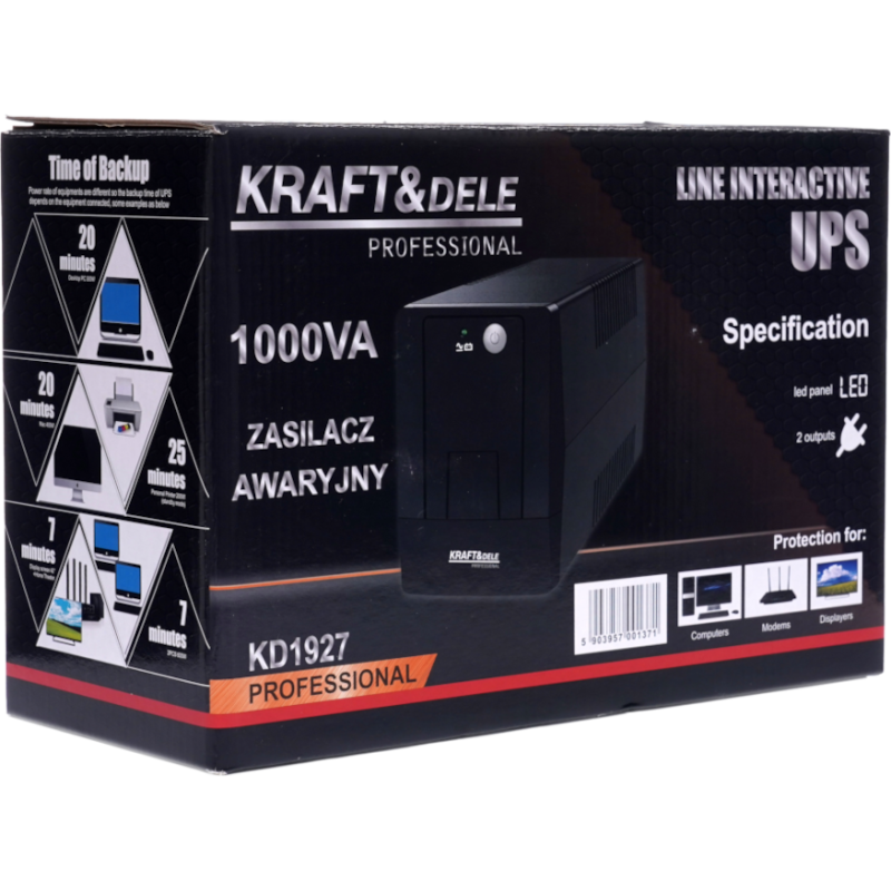 USV-Notstromversorgung 1000VA LED KRAFT&DELE KD1927