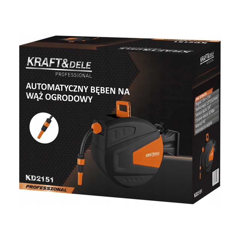 Automatischer Gartenschlauch-Aufroller 15m + 1,5m 1/2" KRAFT&DELE KD2151 Automatischer Gartenschlauch-Aufroller 15m + 1,5m 1/2" KRAFT&DELE KD2151
