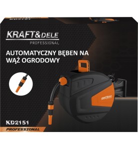 Karton mit Kraft&Dele KD2151 Gartenschlauchtrommel - Vorderansicht