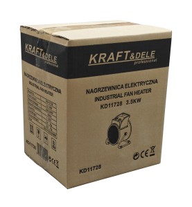 Opakowanie kartonowe nagrzewnicy elektrycznej Kraft&Dele KD11728 widok z boku