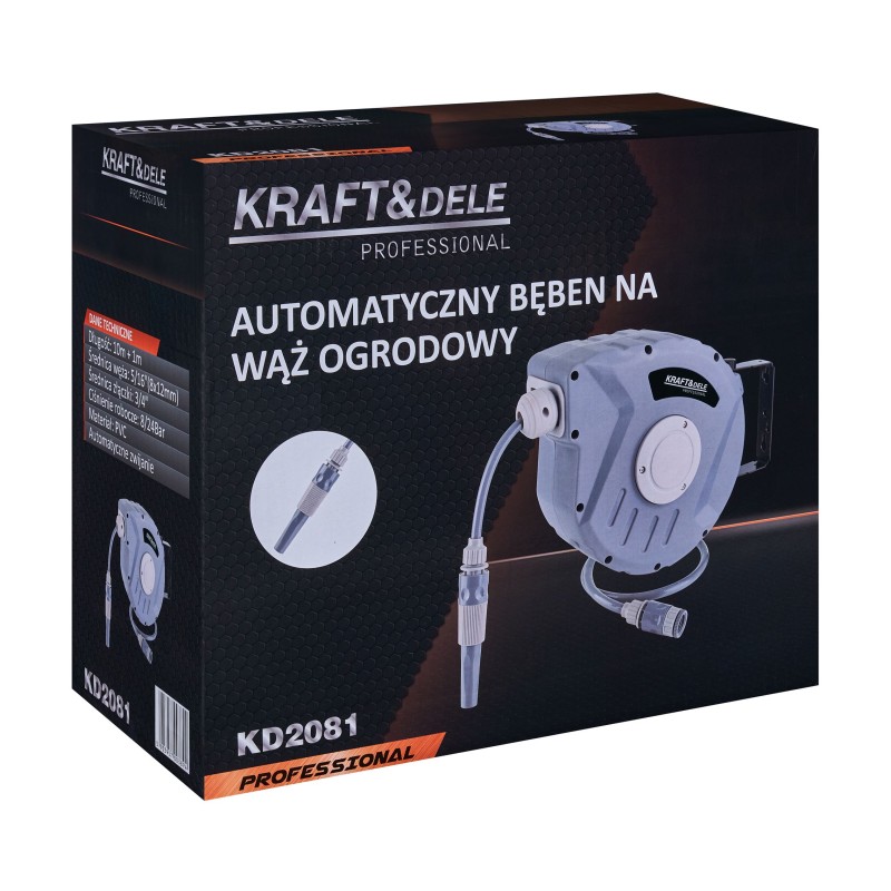 Automatinė sodo žarnos ritė 10m + 1m KRAFT&DELE KD2081