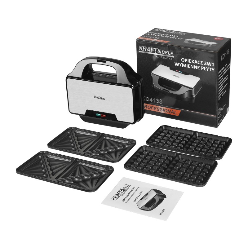 3 az 1-ben elektromos szendvicssütő 1500W KRAFT&DELE KD4133