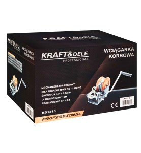 Opakowanie wciągarki korbowej Kraft&Dele KD1313 widok z boku