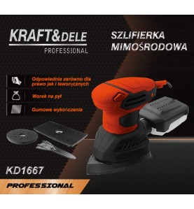 Grafik auf der Verpackung des Exzenterschleifers KD1667 zur Darstellung des Sets
