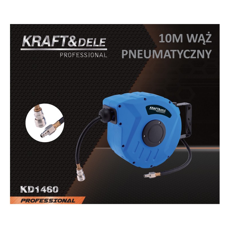 Pneumatikus tömlődob 10m 1/4" KRAFT&DELE KD1460